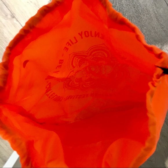 NWOT Neon Orange with White Lettering Water Lantern Festival Drawstring Backpack - Picture 4 of 4